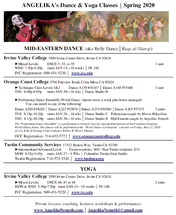 flyer for Spring 2020 classes